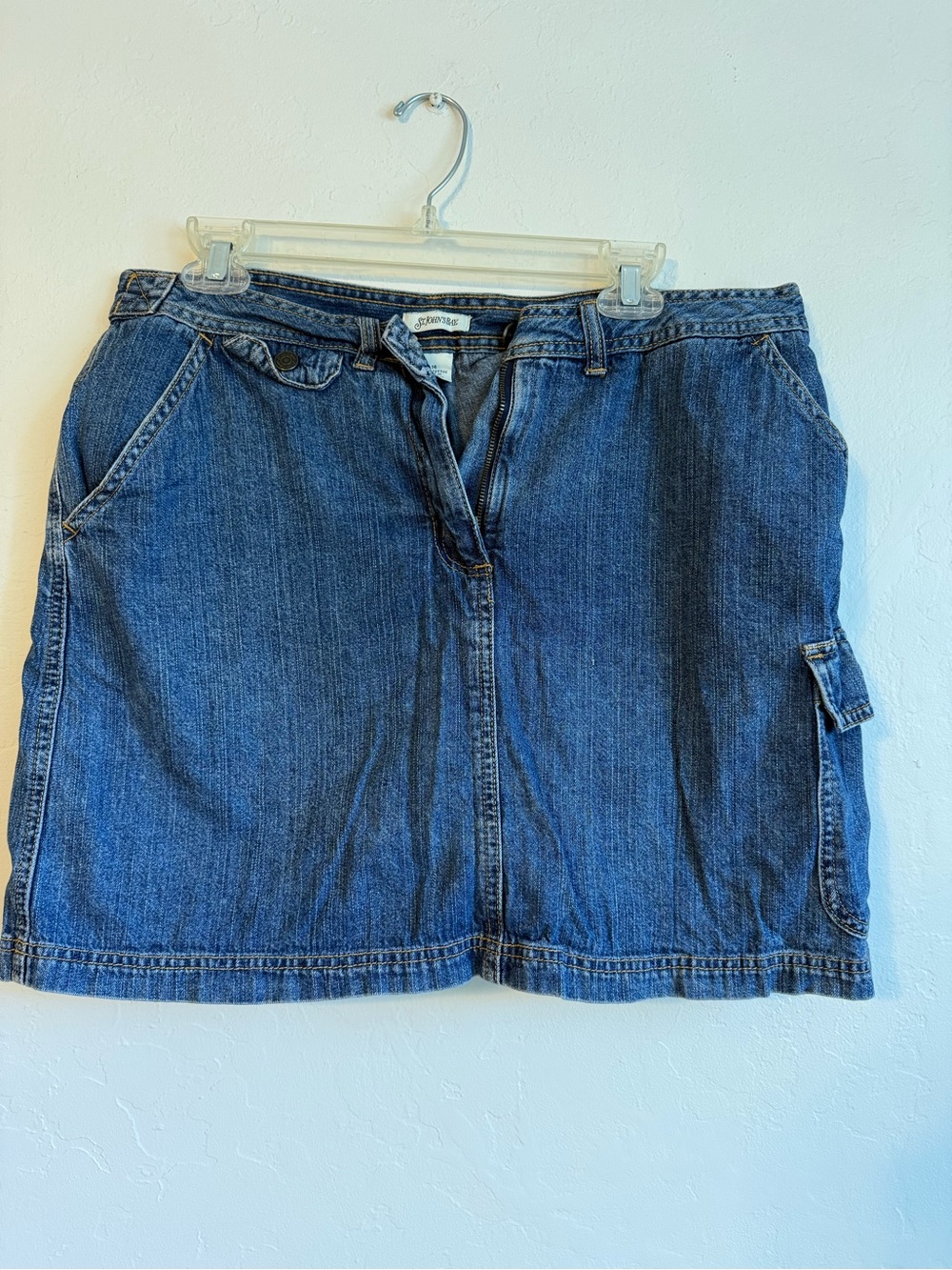 St. John's Bay Blue Denim Skirt with Contrast Stitching